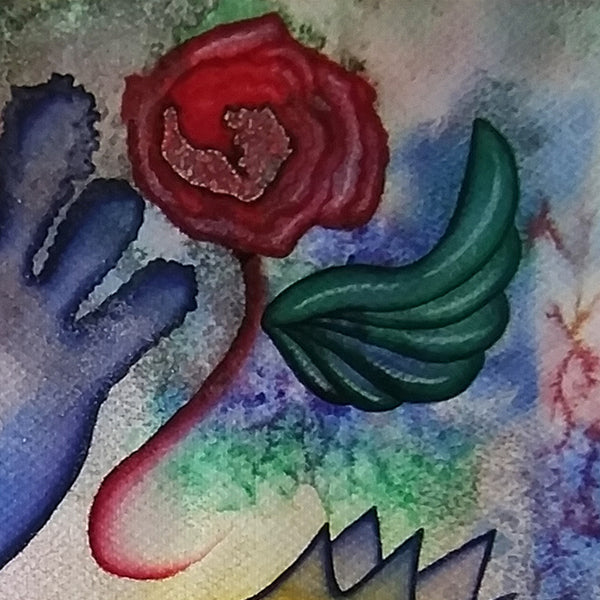 ROSA VOLADORA técnica mixta 70x50 cm