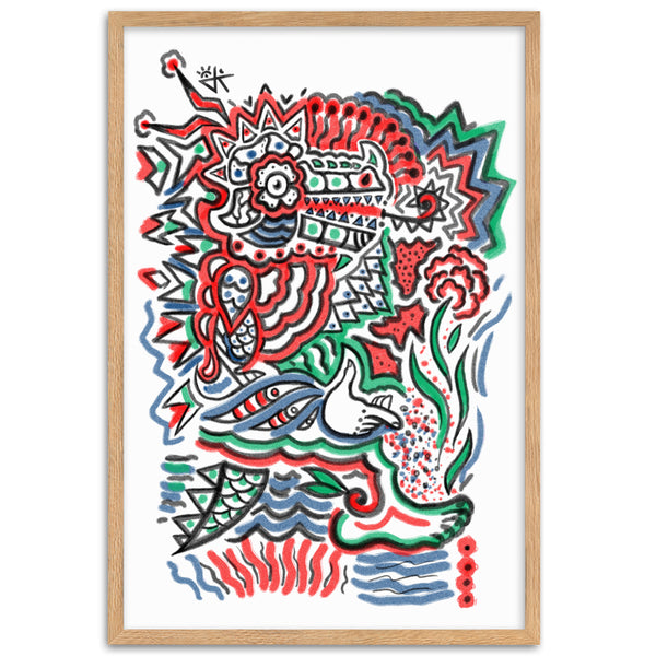 Creative Crocodile with Frame Poster