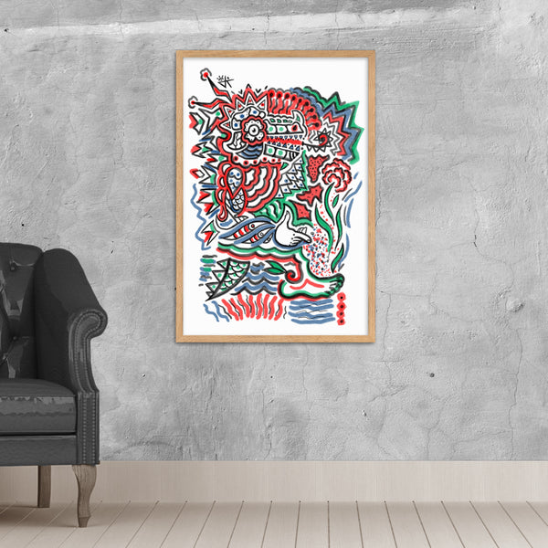 Creative Crocodile with Frame Poster