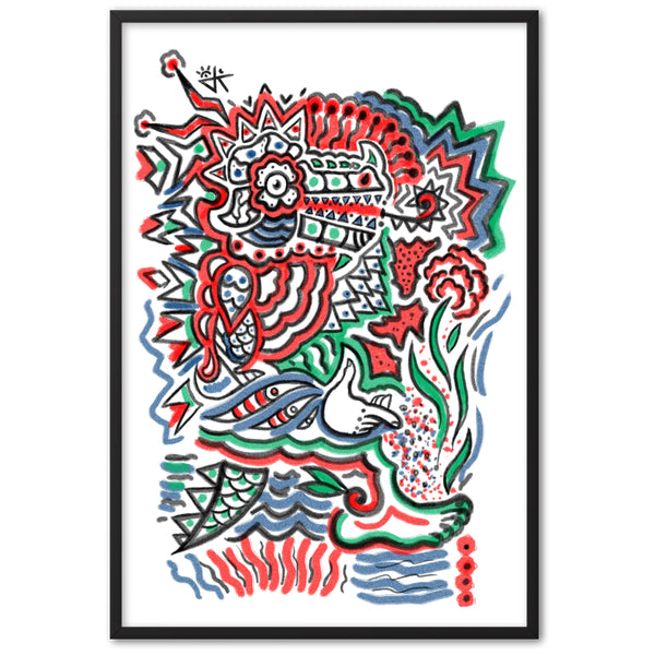 Creative Crocodile with Frame Poster