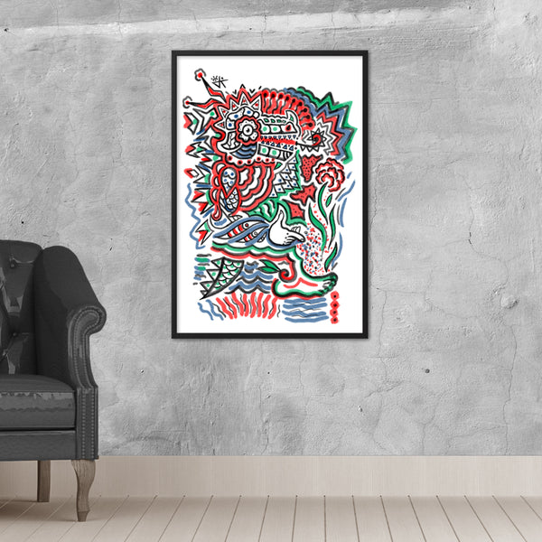 Creative Crocodile with Frame Poster