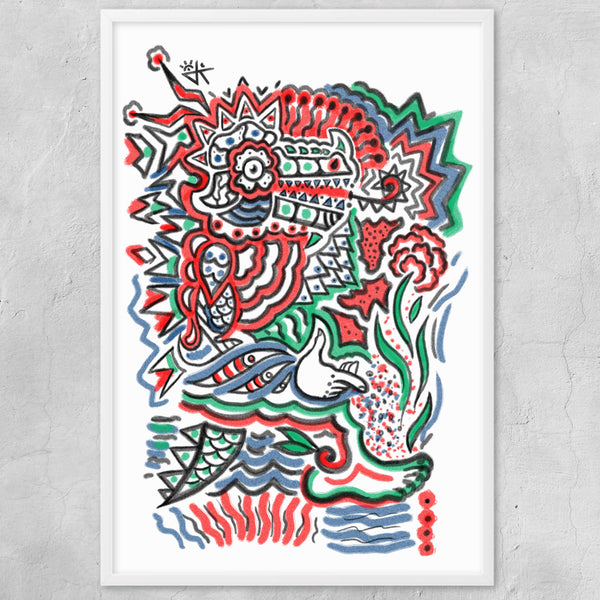 Creative Crocodile with Frame Poster