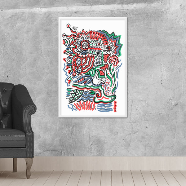 Creative Crocodile with Frame Poster