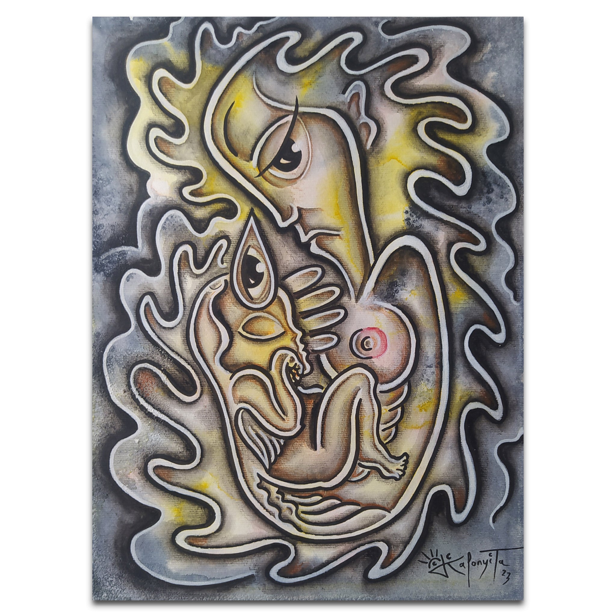 MATERNIDAD técnica mixta 30x40 cm