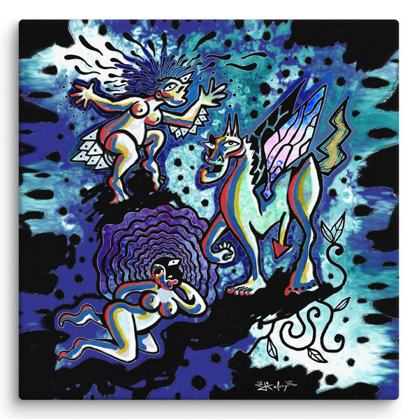 PEGASO Y NINFAS impresión lienzo 76x76 cm