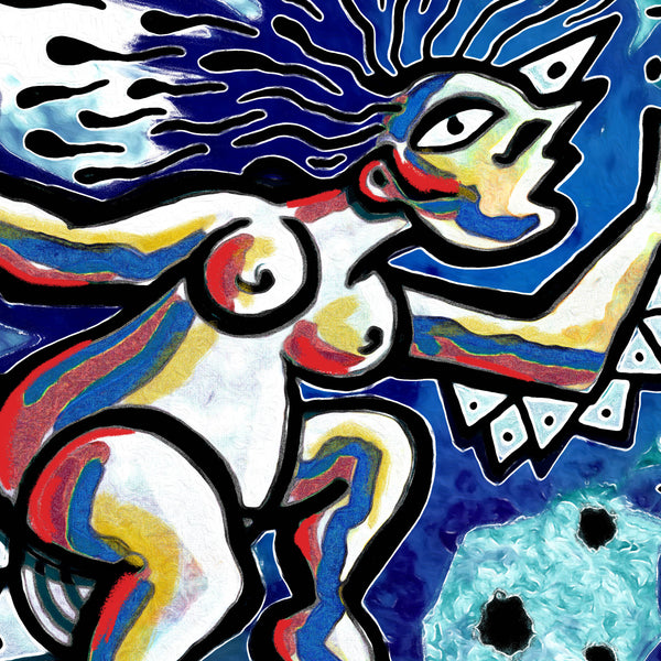 PEGASO Y NINFAS impresión lienzo 76x76 cm