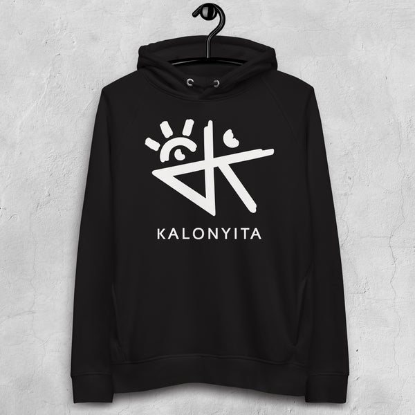 ECO black sweatshirt with hood Kalonyita white logo