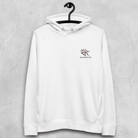 Sudadera blanca ECO con capucha Asian Matters logo grande