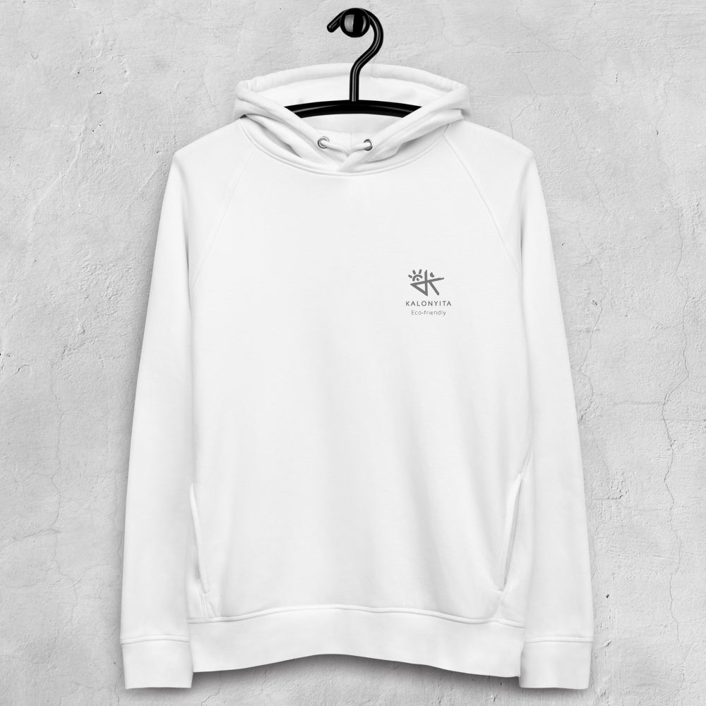 Sudadera blanca ECO con capucha logo Kalonyita bordado