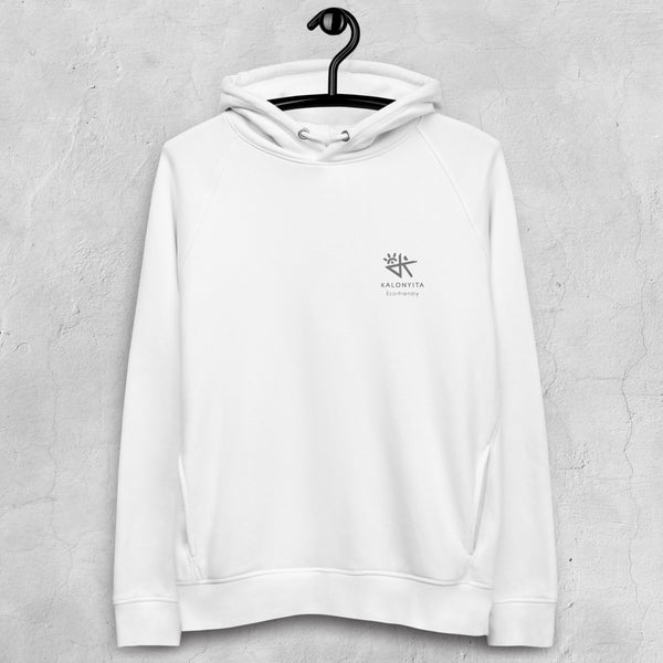 Sudadera blanca ECO con capucha logo Kalonyita bordado