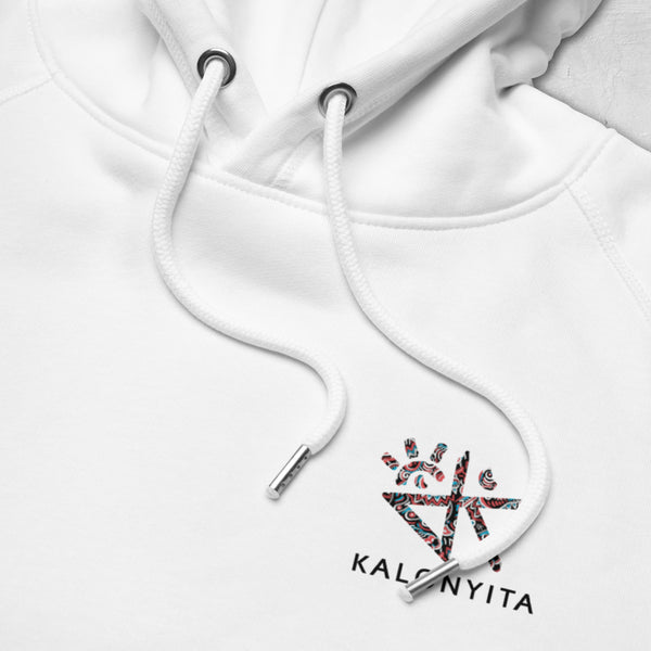 Sudadera blanca ECO con capucha Asian Matters logo grande